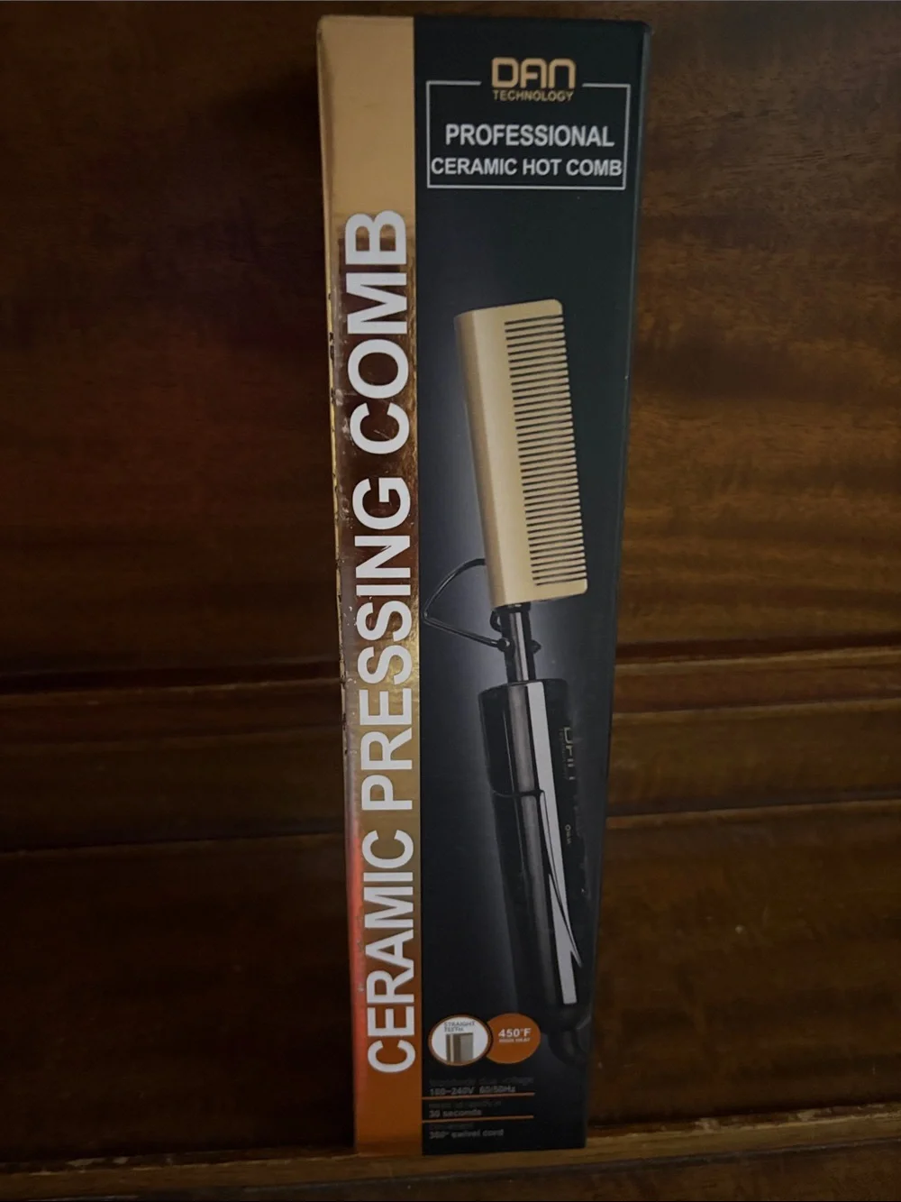 Ceramic Pressing Hot Comb — Black and Gold